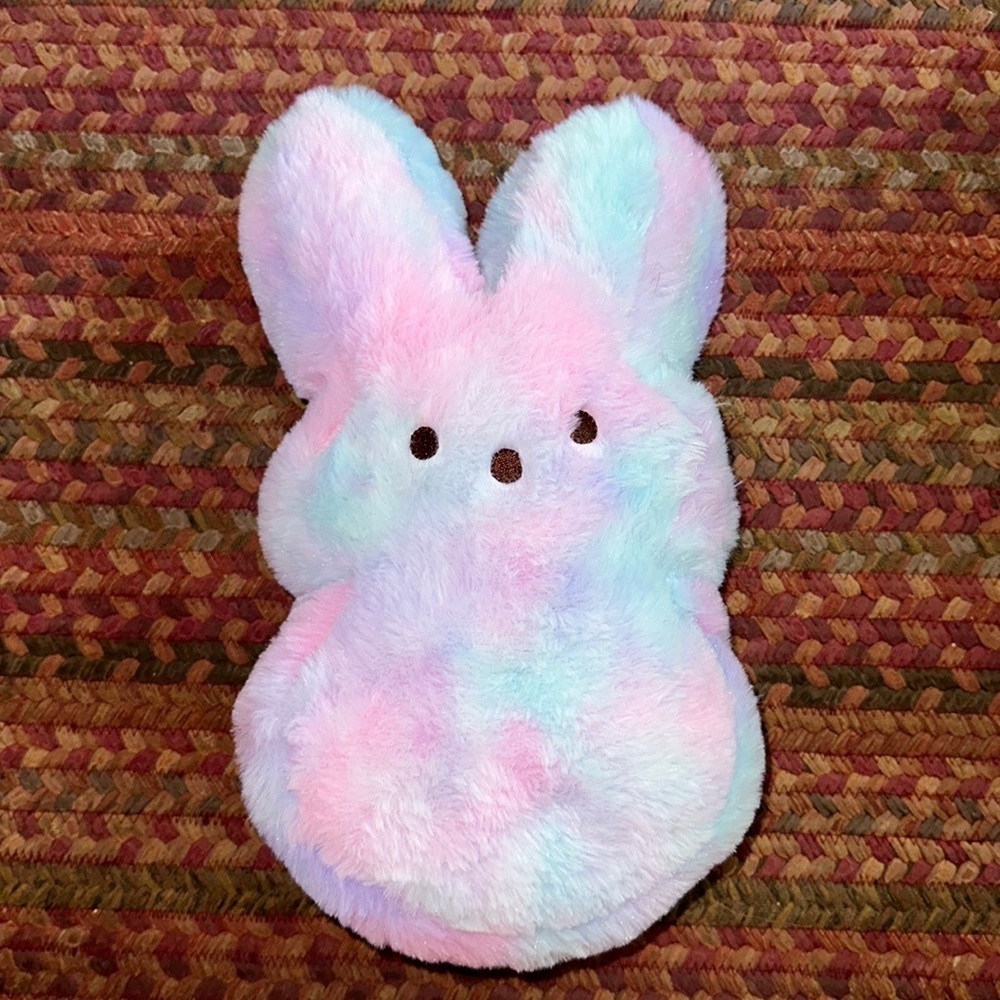 PEEPS Rainbow Pastel/Purple bunny rabbit 12” REVERSIBLE ‘23 PLUSH STUFFED ANIMAL